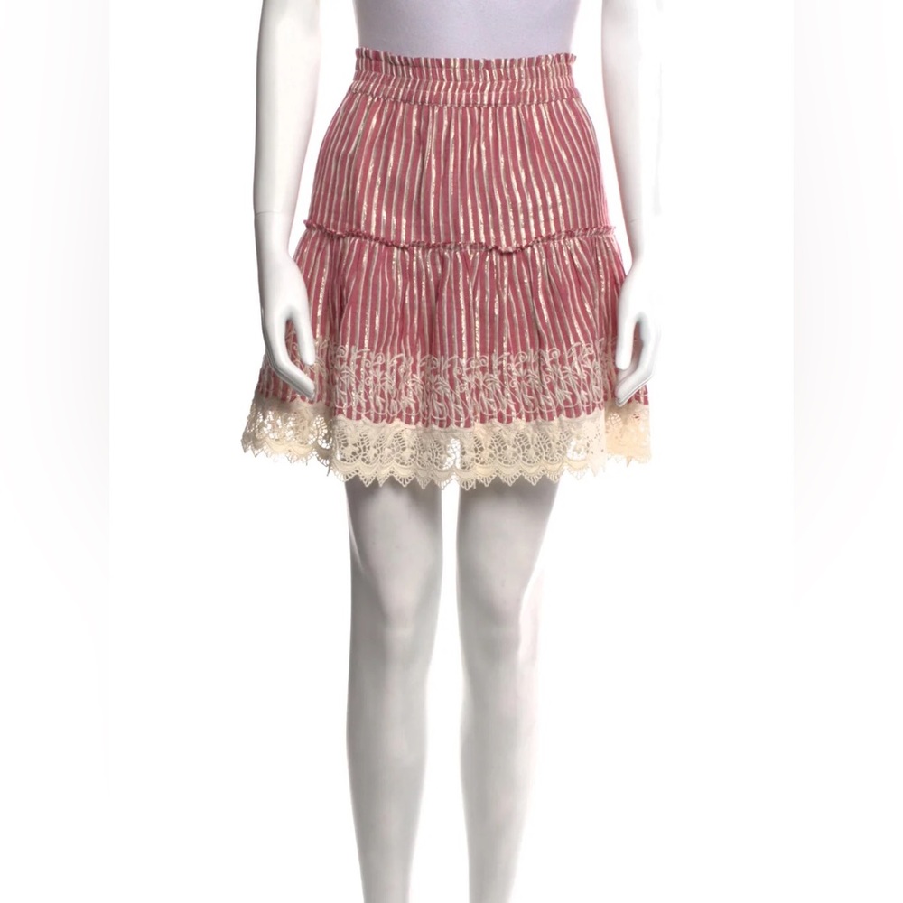 MISA striped skirt | mini skirt lace trim